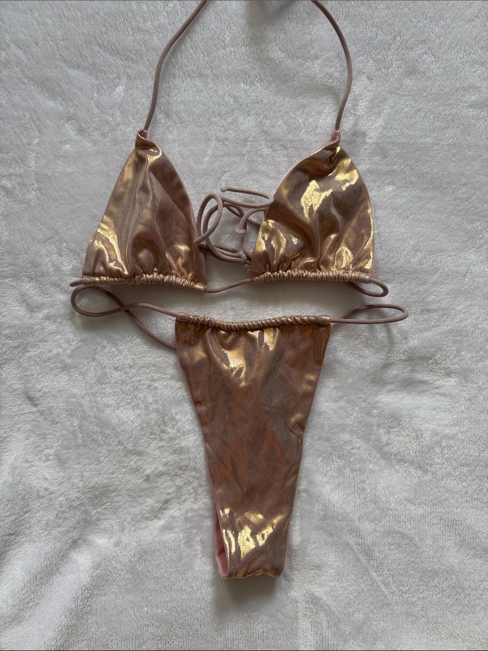 Pinky Gold String Bikini Set